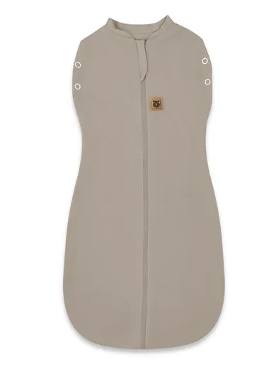 MimiNu, Soft, Teddy, komplet 2w1: śpiworek letni + czapeczka, mokka, gładki, TOG 0.5-1.0, 0-3m