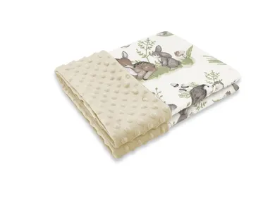 MimiNu, Spokojny Las, lekki kocyk, bawełna + minky, TOG 1, nugat, 75-100 cm