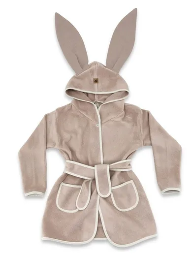 MimiNu, szlafroczek z uszami, bambus, mokka, rozmiar S, 6-24m