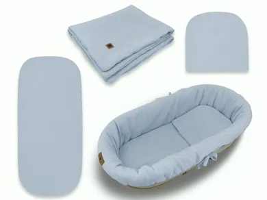 MimiNu, zestaw do gondoli, kosza Mojżesza, muślin, jeans