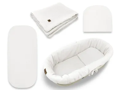 MimiNu, zestaw do gondoli, kosza Mojżesza, muślin, śmietanka