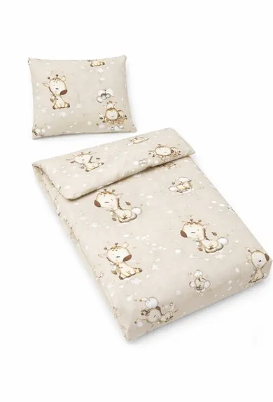 MimiNu, Żyrafka baby, 2-częściowy komplet pościeli bawełnianej, beż, 100-135 cm