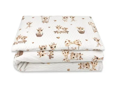 MimiNu, Żyrafka, komplet pościeli 2-częściowej, bawełna, beż, 120-90 cm