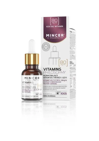 Mincer Pharma, Vitamins Philosophy nr 1005, wzmacniające serum do twarzy i szyi, 15 ml