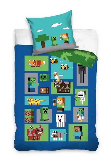 Minecraft, 2-częściowy komplet pościeli bawełnianej, 140-200 cm