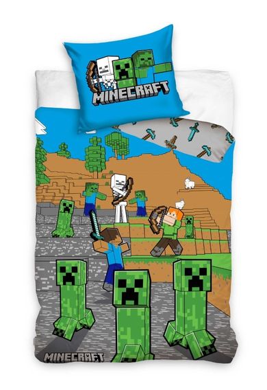 Minecraft, 2-częściowy komplet pościeli bawełnianej, 160-200 cm