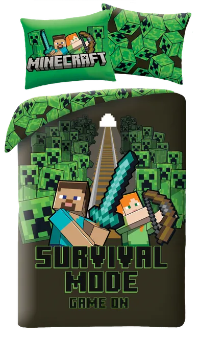 Minecraft, 2-częściowy komplet pościeli z mikrofibry, 140-200 cm