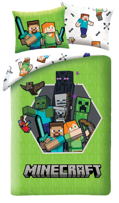 Minecraft, 2-częściowy komplet pościeli z mikrofibry, 140-200 cm