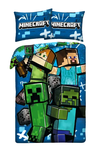 Minecraft, 2-częściowy komplet pościeli z mikrofibry, 140-200 cm