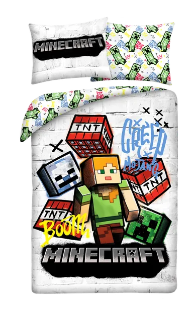 Minecraft, 2-częściowy komplet pościeli z mikrofibry, 140-200 cm