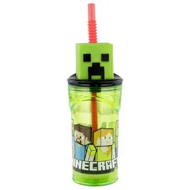 Minecraft, butelka do picia ze słomką i figurką 3D, 360 ml