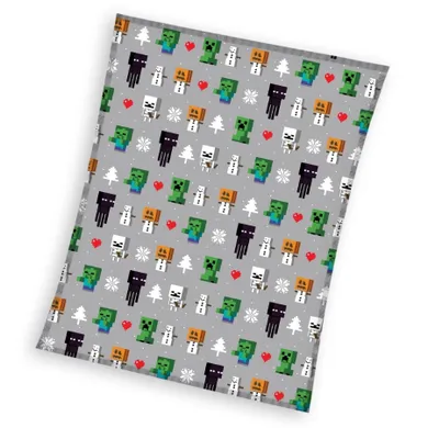Minecraft, koc flanelowy, świąteczny, 130-160 cm