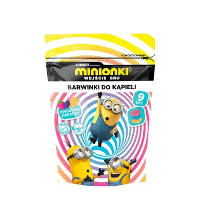 Minionki, barwinki koloryzujące do kąpieli, owocowe zapachy, 9-16g