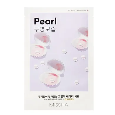 Missha, Airy Fit Sheet Mask, rozświetlająca maseczka w płachcie z ekstraktem z perły, Pearl, 19 ml