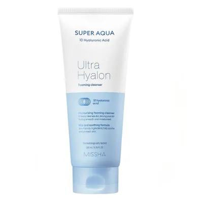 Missha, Super Aqua Ultra Hyalron Foaming Cleanser, nawilżająca pianka oczyszczająca z kwasem hialuronowym, 200 ml
