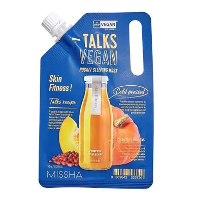 Missha, Talks Vegan Squeeze Pocket Sleeping Mask, wygładzająca maseczka całonocna dla skóry problematycznej Skin Fitness, 10g