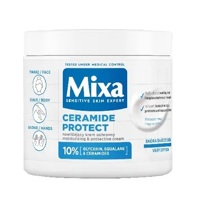 MIXA, Ceramide Protect, nawilżający krem ochronny do twarzy dłoni i ciała, 400 ml