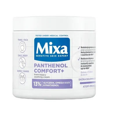 Mixa, Panthenol Comfort+, kojący krem ochronny do twarzy dłoni i ciała, 400 ml