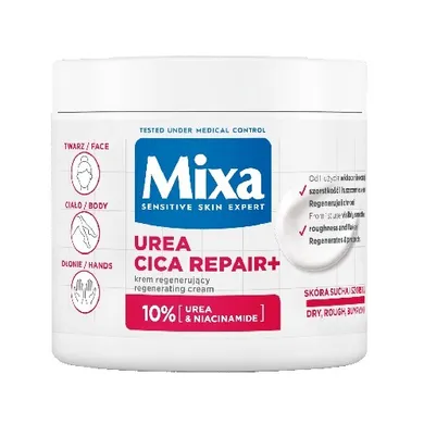 Mixa, Urea Cica Repair+ regenerujący krem do twarzy dłoni i ciała, 400 ml