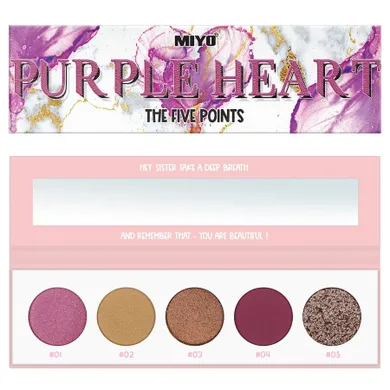 MIYO, The Five Points Palette, paleta cieni do powiek, Purple Heart, 6.5g