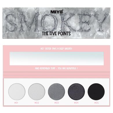 Miyo, The Five Points Palette, paleta cieni do powiek, Smokey, 6.5g