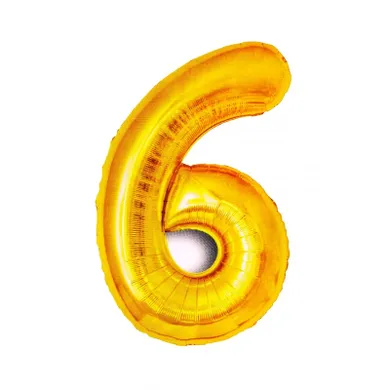 MK Trade, balon foliowy, cyfra 6, złoty, 81 cm