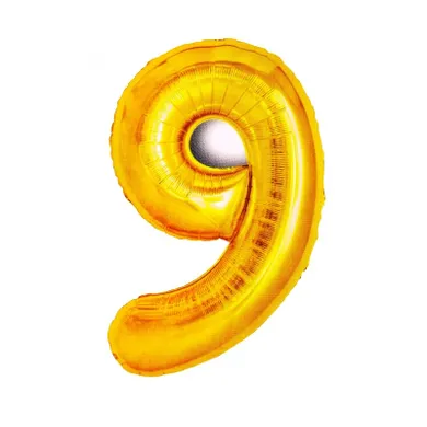 MK Trade, balon foliowy, cyfra 9, złoty, 81 cm