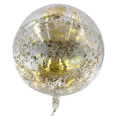 MK Trade, balon transparentny z złotym konfetti, 46 cm