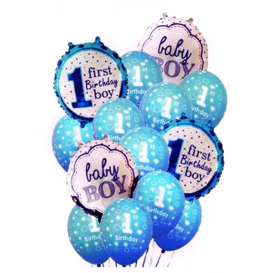 MK Trade, zestaw balonów Baby Boy/Girl First Birthday, 30-46 cm, 14 szt.