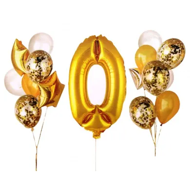 MK Trade, zestaw balonów z cyfrą 0, 30-60 cm, 16 szt.