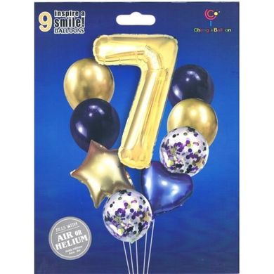 MK Trade, zestaw balonów z cyfrą 7, 40-60 cm, 9 szt.