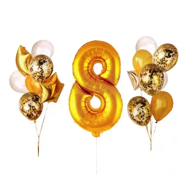 MK Trade, zestaw balonów z cyfrą 8, 30-60 cm, 16 szt.