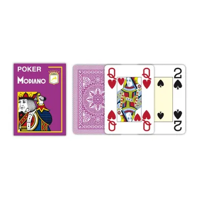 Modiano, 4 Jumbo Index Poker, karty do gry, fioletowe