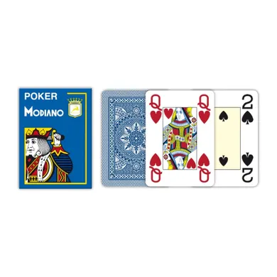 Modiano, 4 Jumbo Index Poker, karty do gry, niebieskie