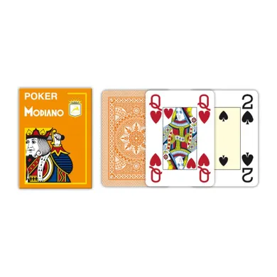 Modiano, 4 Jumbo Index Poker, karty do gry, pomarańczone