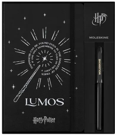 Moleskine, Harry Potter, notatnik z piórem kulkowym, czarne, Lumos