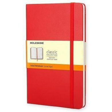 Moleskine, notes classic 13-21, twardy, linia, czerwony