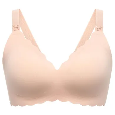 Momcozy, YN46, bezszwowy kwiatowy biustonosz do karmienia push-up, beżowy floral, rozmiar M