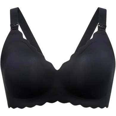 Momcozy, YN46, bezszwowy kwiatowy biustonosz do karmienia push-up, czarny floral, rozmiar M