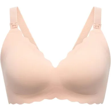 Momcozy, YN46, Jelly Strip, bezszwowy kwiatowy biustonosz do karmienia push-up, beżowy floral, rozmiar XL