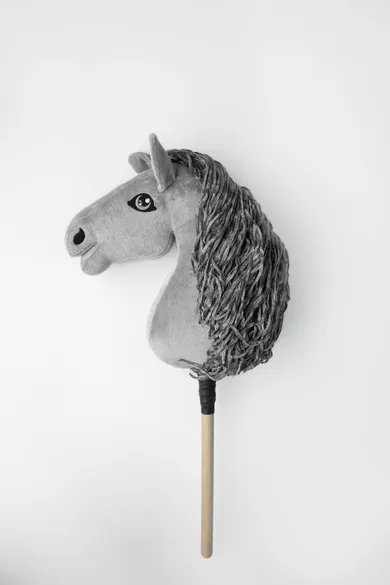 Mom's Care, Hobby Horse, konik na kiju, długowłosy, szary