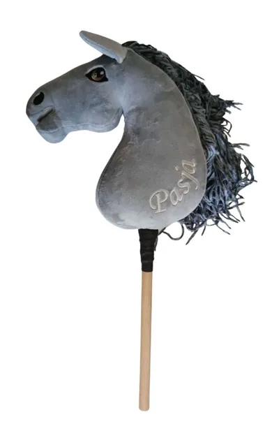 Mom's Care, Hobby Horse, konik na kiju, Pasja, długowłosy, szary