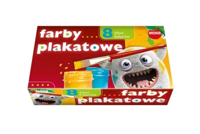 Mona, farby plakatowe, ekonomiczne, 8 kolorów, 20 ml