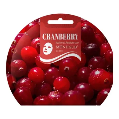 Mond'Sub, Cranberry Nourishing & Revitalizing Mask, odżywczo-rewitalizująca maseczka w płachcie, 23 ml
