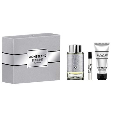Mont Blanc, Explorer Platinum, zestaw, woda perfumowana spray, 100 ml + miniatura wody perfumowanej, 7.5 ml + żel pod prysznic, 100 ml