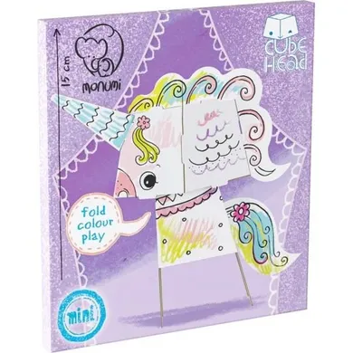 Monumi, Mini Cube Head, Jednorożec, kolorowanka 3D, 15 cm