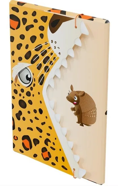 Monumi, teczka z gumką, A4, szczęka, lampart, 1 szt.