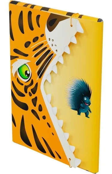 Monumi, teczka z gumką, A4, szczęka, tygrys, 1 szt.