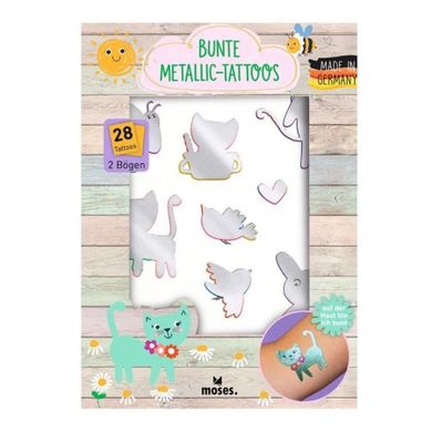 Moses, metaliczne kolorowe tatuaże, 28 szt.