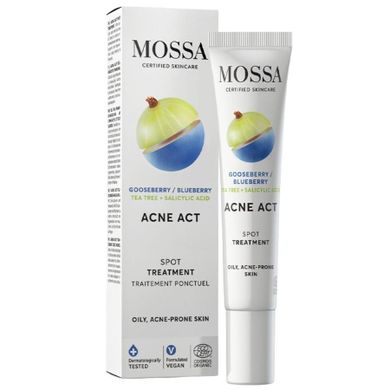 MOSSA, Acne Act, preparat punktowy na niedoskonałości z agrestem i borówką, 15 ml